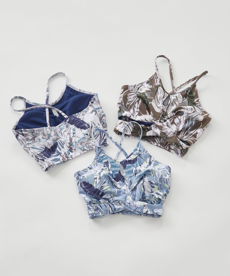 lauae leafプリントショートトップス/パット付き・水着・UVカット・水陸両用・吸汗速乾・ホットヨガ対応・耐塩素 詳細画像