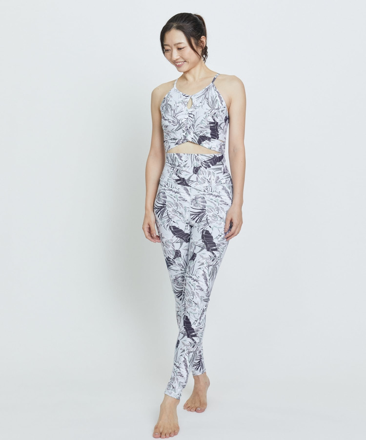 lauae leafプリントショートトップス/パット付き・水着・UVカット・水陸両用・吸汗速乾・ホットヨガ対応・耐塩素 詳細画像