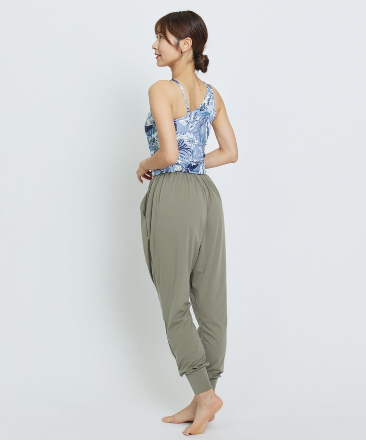 lauae leafプリントアシメミドルトップス/パット付き・水着・UVカット・水陸両用・吸汗速乾・ホットヨガ対応・耐塩素 詳細画像
