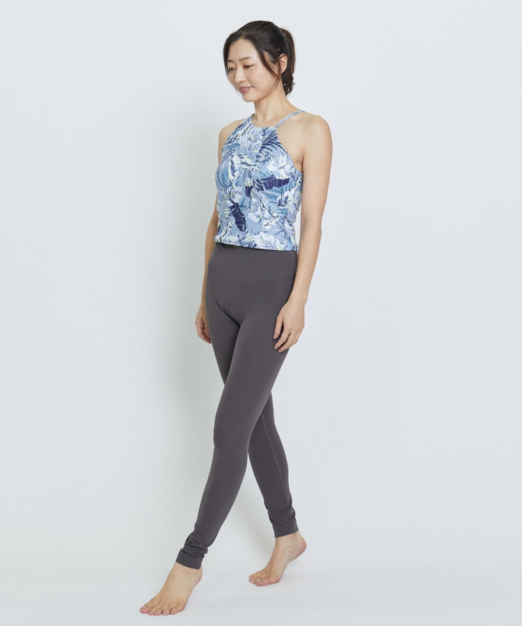 lauae leafプリントアシメミドルトップス/パット付き・水着・UVカット・水陸両用・吸汗速乾・ホットヨガ対応・耐塩素 詳細画像