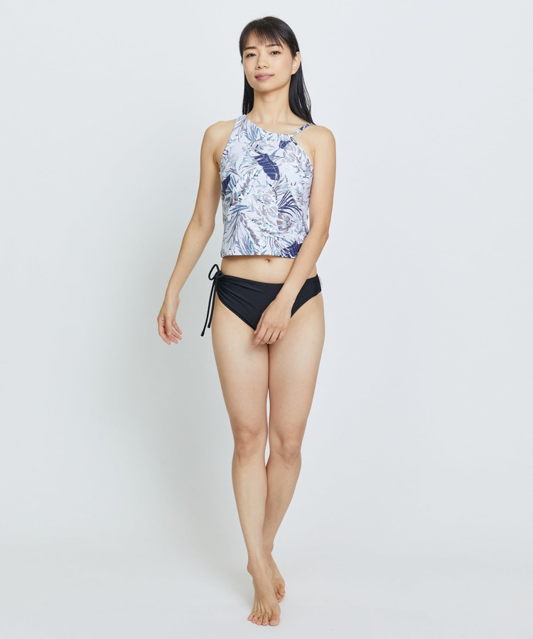 lauae leafプリントアシメミドルトップス/パット付き・水着・UVカット・水陸両用・吸汗速乾・ホットヨガ対応・耐塩素 詳細画像