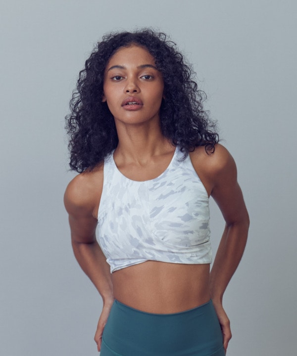 FadeLeopardプリントショートトップス/パット付き・水着・UVカット・水陸両用・吸汗速乾・ホットヨガ対応・耐塩素 詳細画像