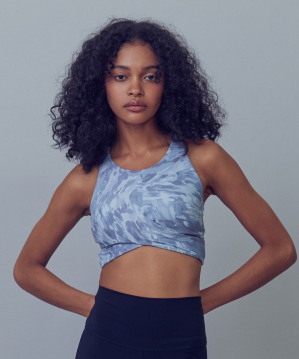 FadeLeopardプリントショートトップス/パット付き・水着・UVカット・水陸両用・吸汗速乾・ホットヨガ対応・耐塩素 詳細画像 グレイッシュブルー