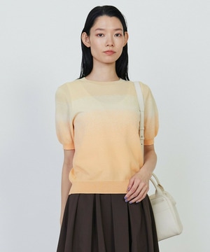 グラデーションジャガードクルーネックニット