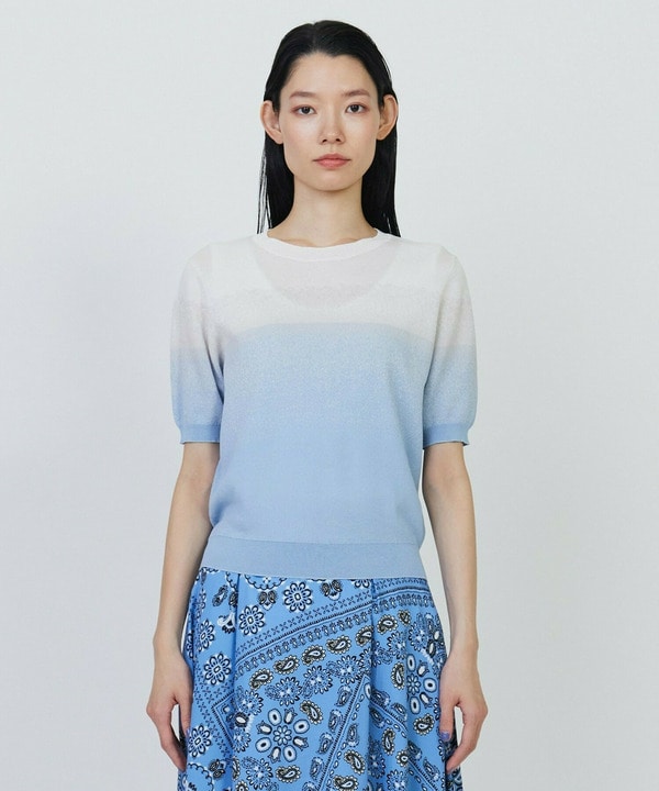 グラデーションジャガードクルーネックニット 詳細画像