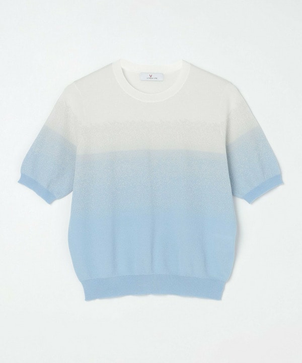 グラデーションジャガードクルーネックニット 詳細画像