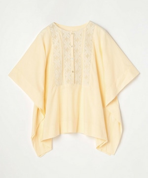 コットンレーヨンローンボタニカルダイポンチョブラウス