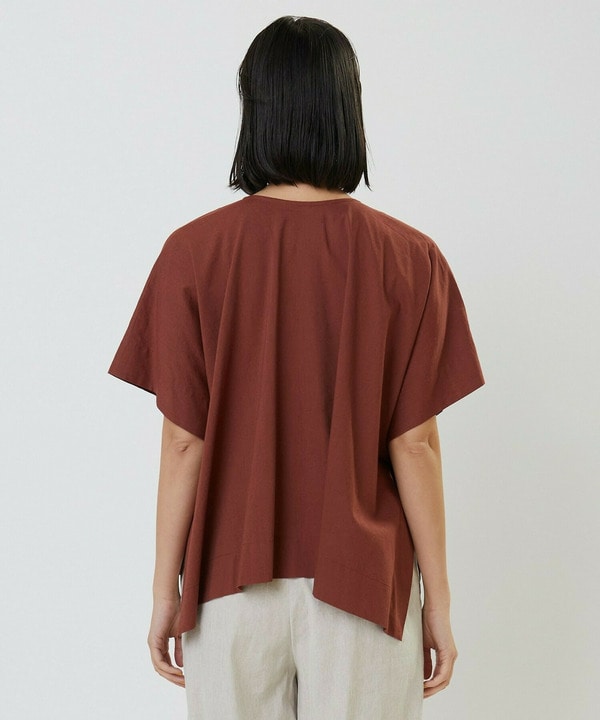 コットンレーヨンローンボタニカルダイポンチョブラウス 詳細画像