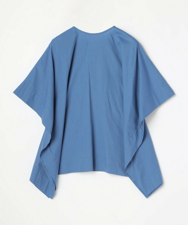 コットンレーヨンローンボタニカルダイポンチョブラウス 詳細画像