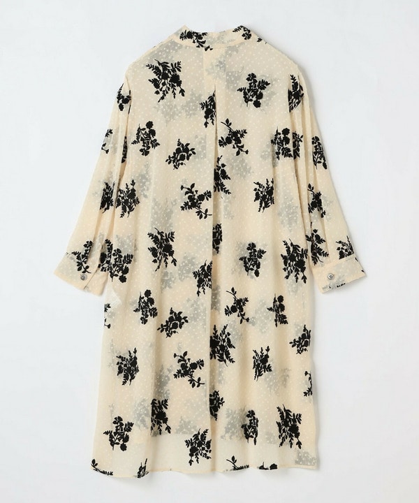 フロッキーフラワープリントロングブラウス 詳細画像