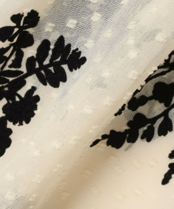 フロッキーフラワープリントロングブラウス 詳細画像