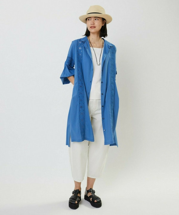 コットンレーヨンローンボタニカルダイワンピース 詳細画像