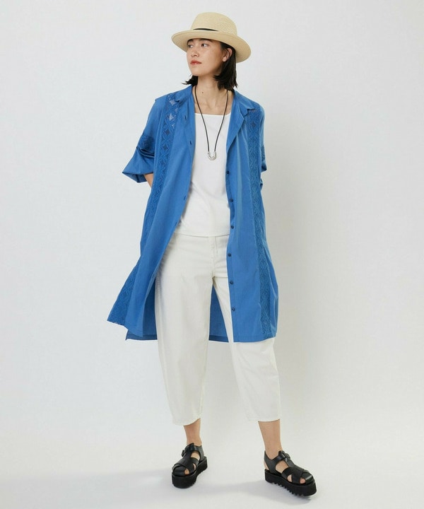 コットンレーヨンローンボタニカルダイワンピース 詳細画像