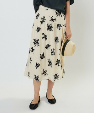 フロッキーフラワープリントスカート