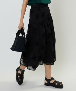 フロッキーフラワープリントスカート