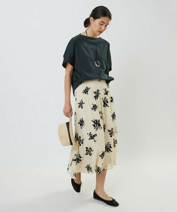 フロッキーフラワープリントスカート 詳細画像