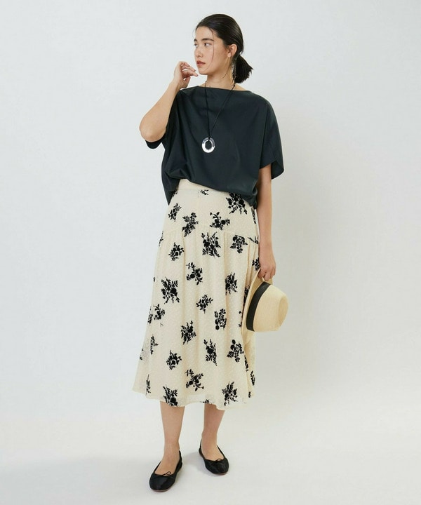 フロッキーフラワープリントスカート 詳細画像