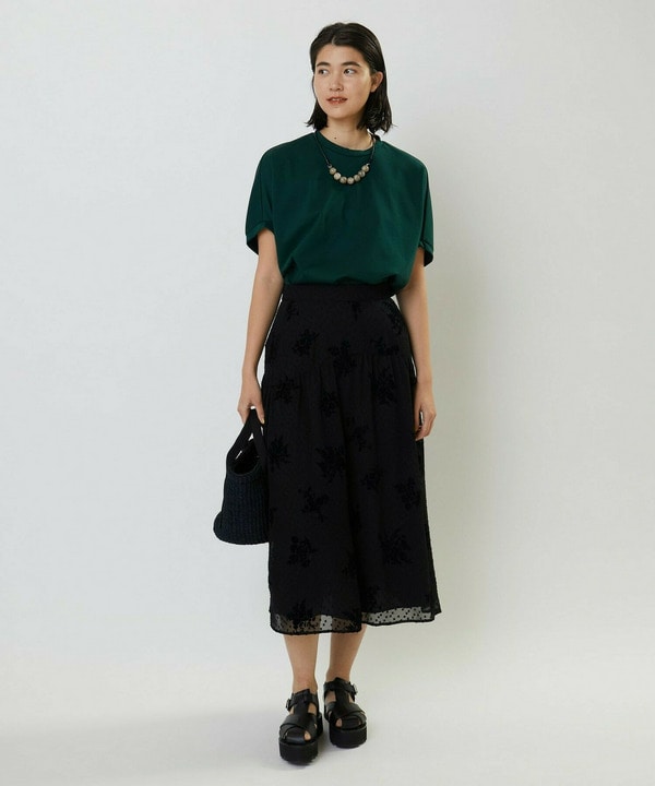 フロッキーフラワープリントスカート 詳細画像