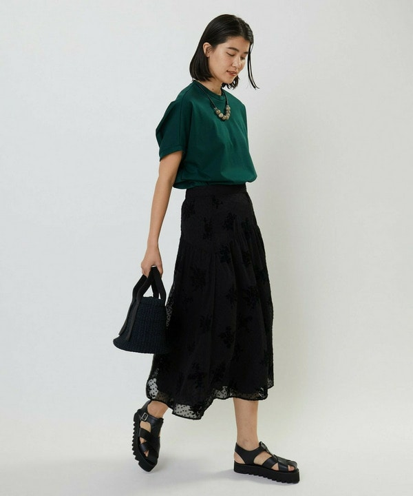 フロッキーフラワープリントスカート 詳細画像