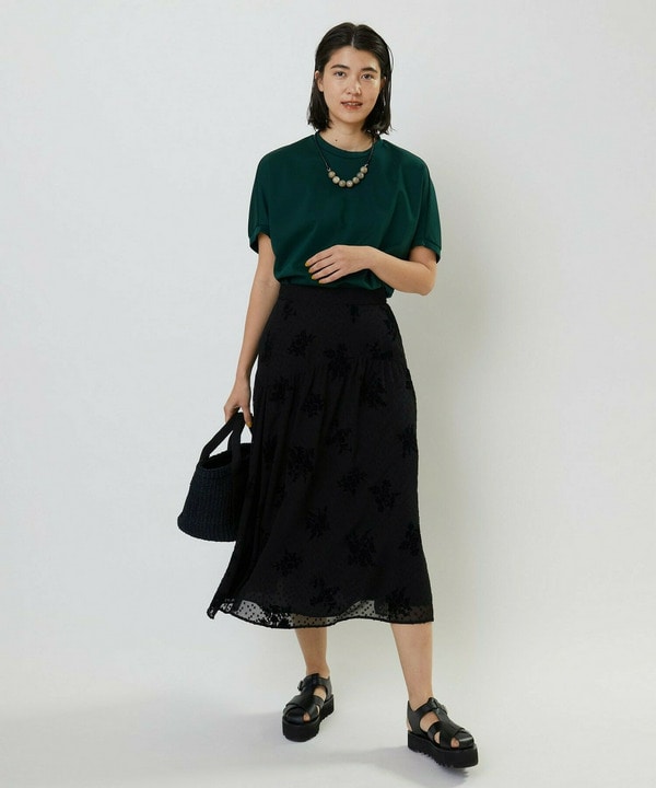 フロッキーフラワープリントスカート 詳細画像