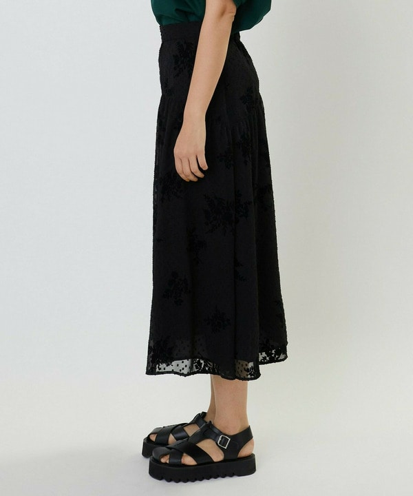 フロッキーフラワープリントスカート 詳細画像