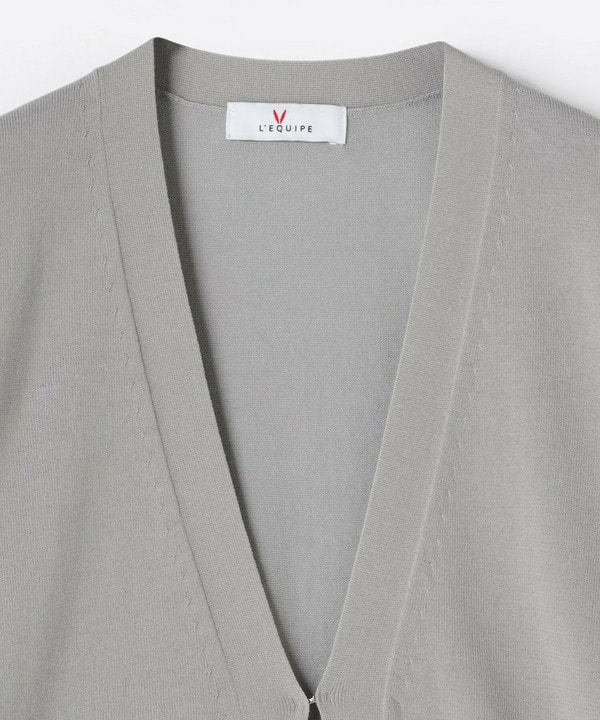 コットンナイロンシアーVネックカーディガン 詳細画像