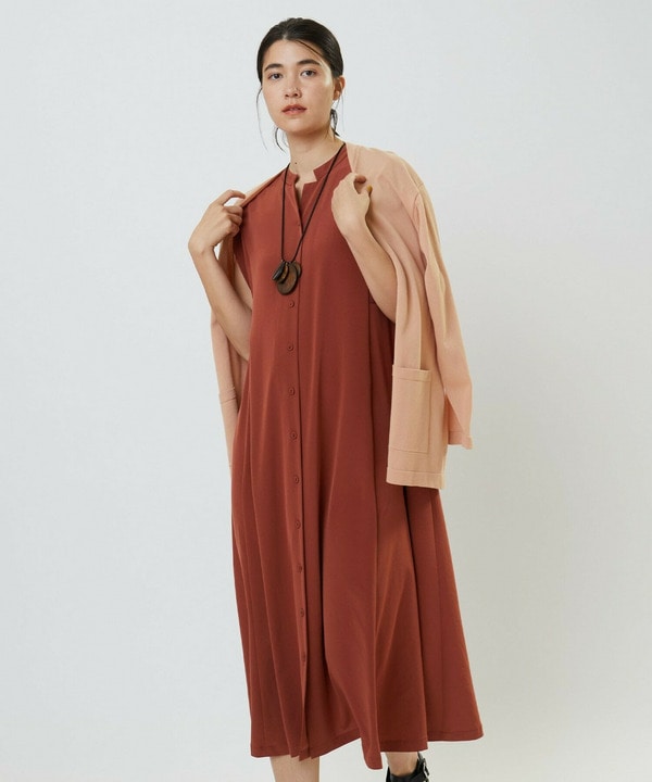 コットンナイロンシアーVネックカーディガン 詳細画像 ベージュ