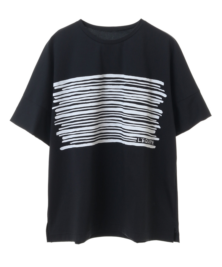 【OUTLET限定】フロントプリントコットンポリエステルTシャツ　 詳細画像 ブラック