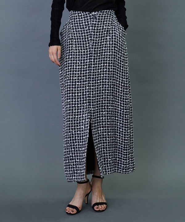 リングツイードロングスカート 詳細画像 ブラック