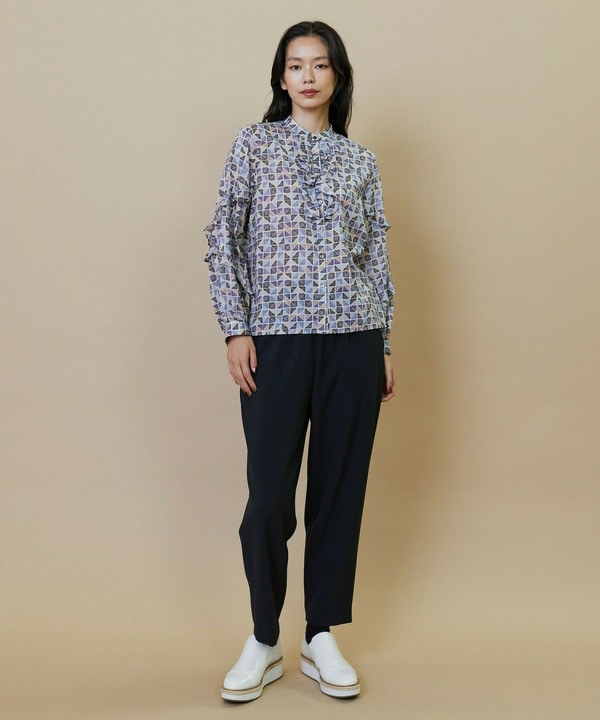 キュプラ/コットン トライアングルプリントブラウス 詳細画像