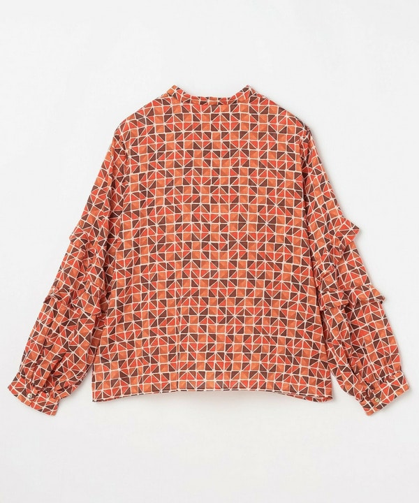 キュプラ/コットン トライアングルプリントブラウス 詳細画像