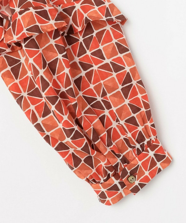 キュプラ/コットン トライアングルプリントブラウス 詳細画像