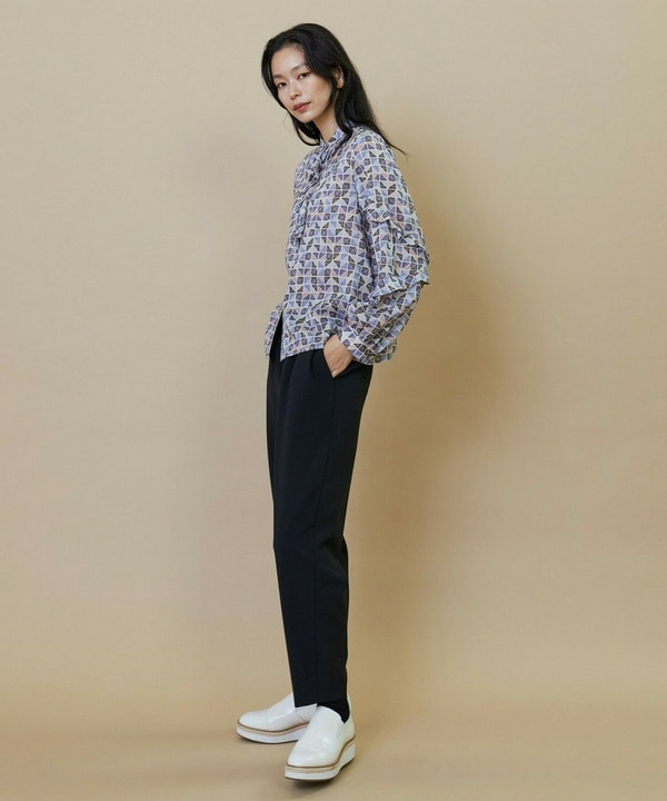 キュプラ/コットン トライアングルプリントブラウス 詳細画像