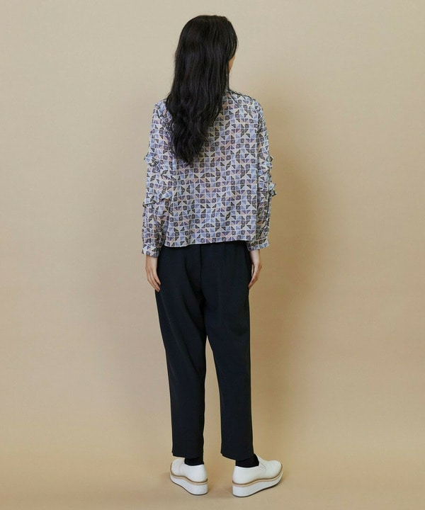 キュプラ/コットン トライアングルプリントブラウス 詳細画像