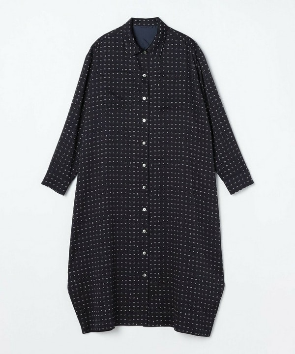 リングドットプリントシャツワンピース 詳細画像
