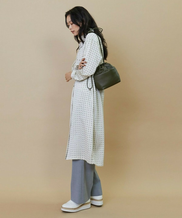 リングドットプリントシャツワンピース 詳細画像