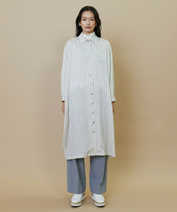 リングドットプリントシャツワンピース 詳細画像