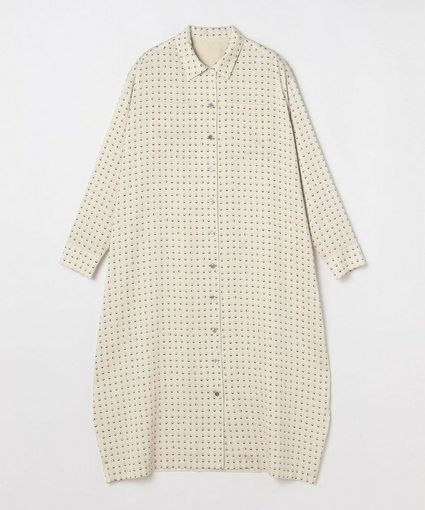 リングドットプリントシャツワンピース 詳細画像