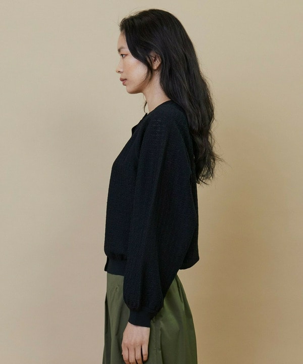 レース柄ジャガードニットブルゾン 詳細画像