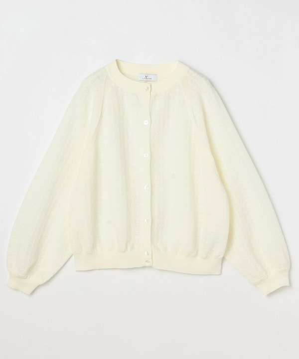 レース柄ジャガードニットブルゾン 詳細画像 オフホワイト