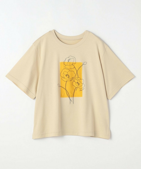 【Lサイズ】オーバープリントTシャツ 詳細画像 ベージュ