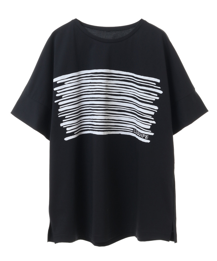 【OUTLET限定】【Lサイズ】フロントプリントコットンポリエステルTシャツ　 詳細画像 ブラック