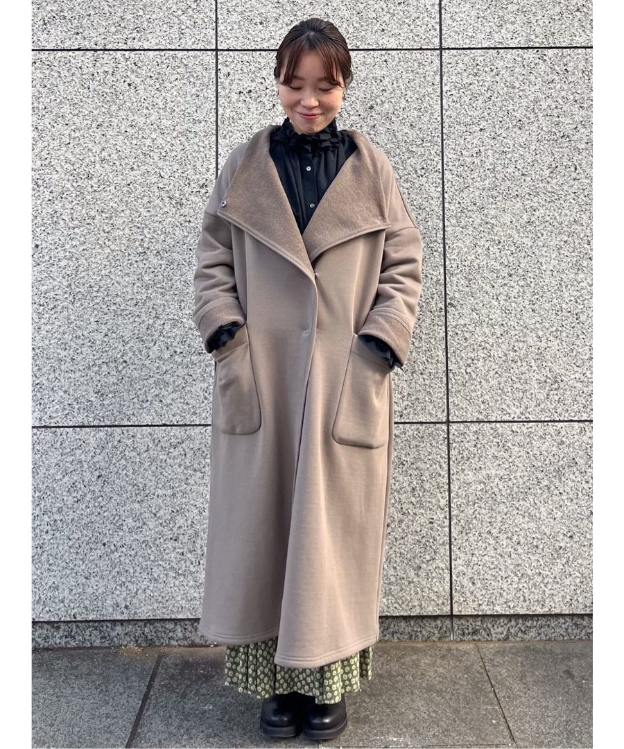 度詰め裏毛ビッグカラーコート